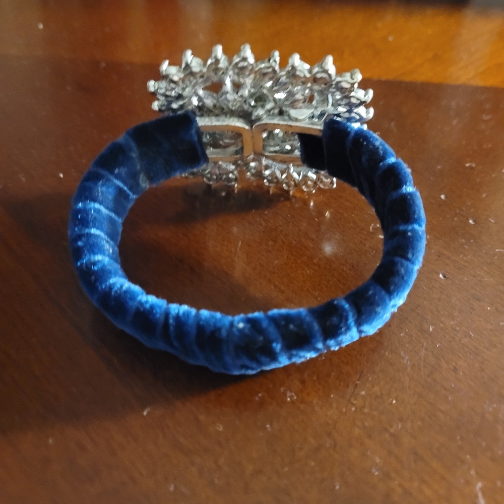 Blue Rhinstone Cuff Bracelet - Picture 2 of 7